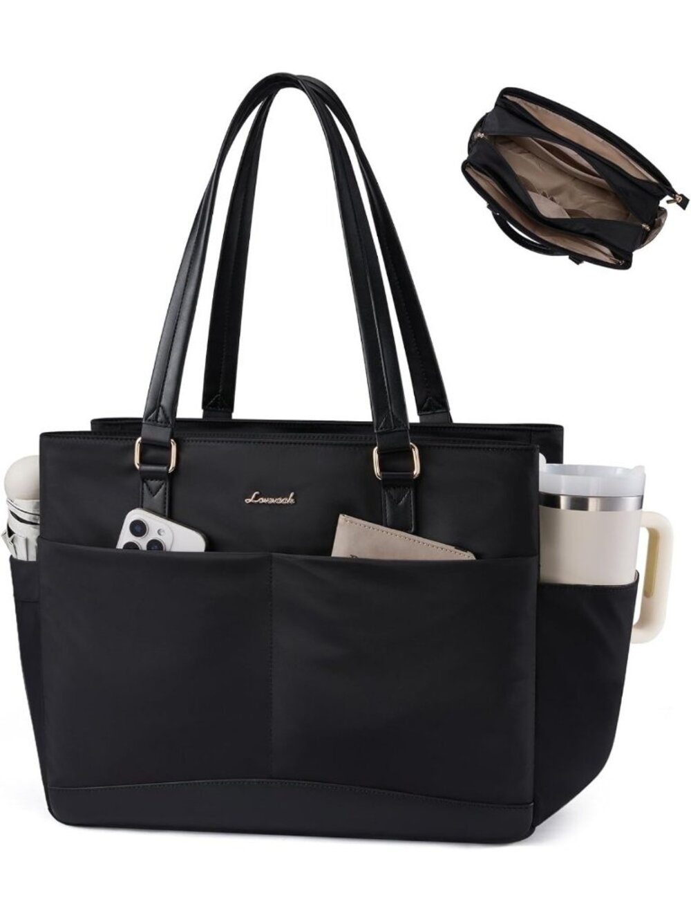 Stylish Work Tote Bag for Women with 40oz Cup Holder - Perfect for Office